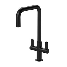 Nuie Kosi Matte Black Mono Kitchen Sink Mixer Swivel Tap Dual Lever Handle