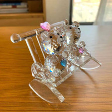 Crystal Couple Bear Figurine Glass Animal Bear Car Ornament Decor Home Table Dec