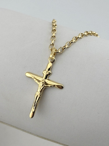 9ct yellow gold crucifix - gold,