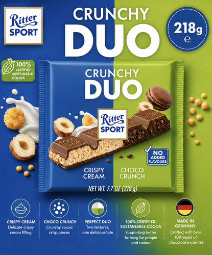 Ritter sport crunchy duo 218g - ritter,