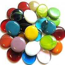 6 x Extra Large Glass Pebbles / Gems / Stones - Various Colours Approx 30-40mm 