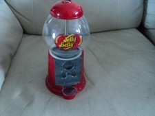 Jelly Belly Gumball Metal Machine Dispenser Vintage Style Red Glass Ball WORKING