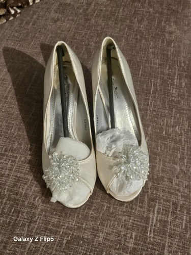 Ladies ivory satin shoes with - ladies,