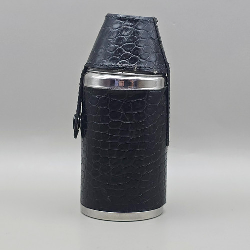 Vintage black leather hip - leather,