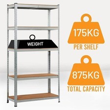 5 Tier Racking Shelf Heavy Duty Garage Shelving Storage Shelves Unit 150x70x30cm
