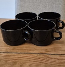 4x Arcoroc France Black Glass