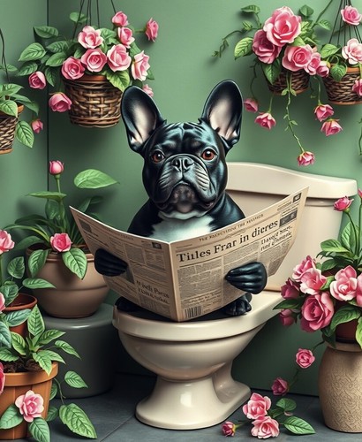 French bulldog toilet - bulldog, on