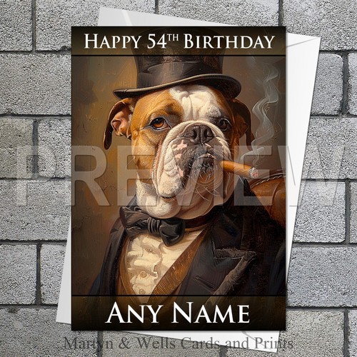 British bulldog birthday card - bulldog,