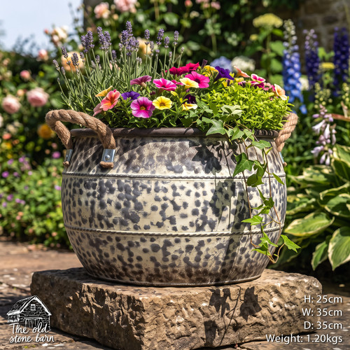 Large rustic metal planter - large,