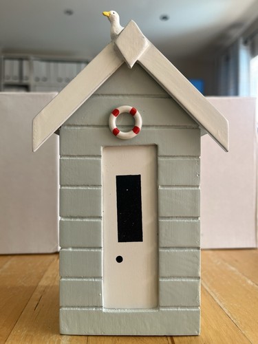 Wooden beach hut money box - wooden,