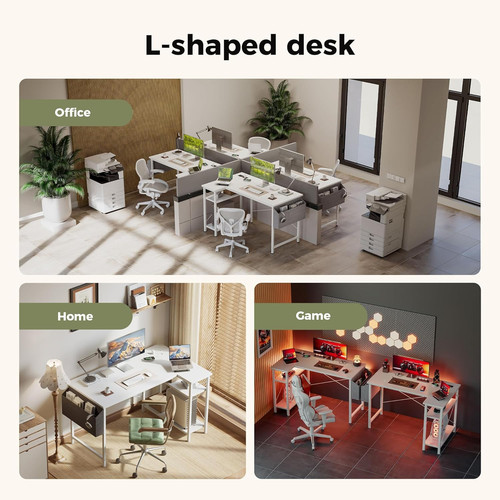 Small shaped desk with power - small, l