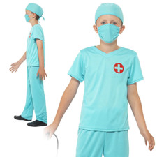Kids Doctors Costume Boys Girls Surgeon Medical Fancy Dress Outfit Doctor DR