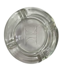 Hilton Hotel Heavy Glass Ashtray  4.5" diameter  with Hilton logo Vintage
