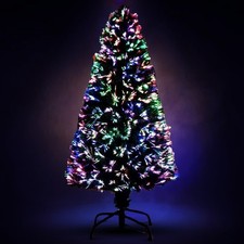 Pre Lit Fibre Optic Christmas Tree Multi Color Lights 3ft 4ft 6ft Green UK