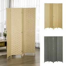 4-Panel Folding Wall Divider Room, Wave Fibre Privacy Screen Panels