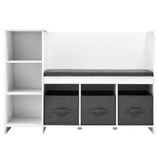 Uimoso Kids Reading Nook Bench 6-Cubby Storage Bookshelf with Seat Cushion White