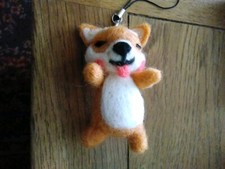 handmade needle felted Japanese Akita Dog Phone/bag Dangly