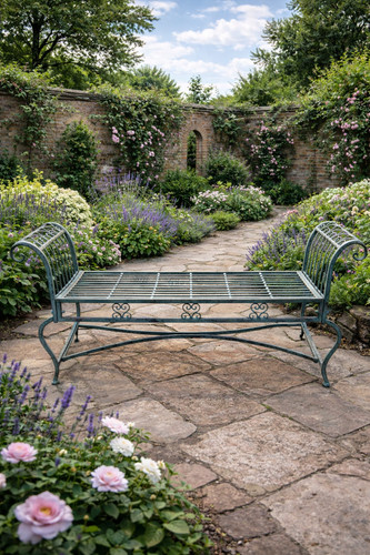 Vintage metal garden bench - vintage,