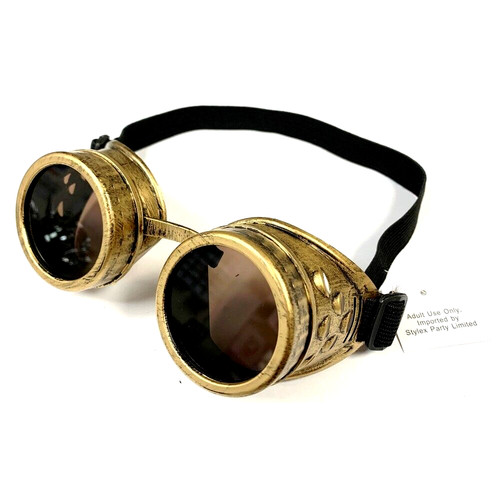 Steampunk goggles gold round - gold,