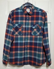 PG Field Twill Cotton Shirt EWM Men's Size L P2P 23" Check Plaid Red Green Blue