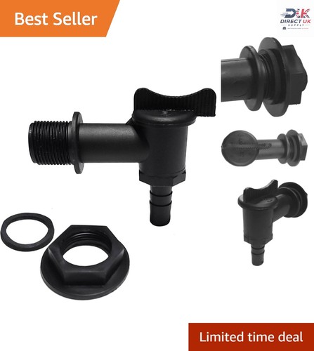 Durable black waterbutt tap - black,
