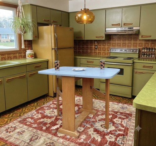 Mcm blue formica drop leaf - mcm,