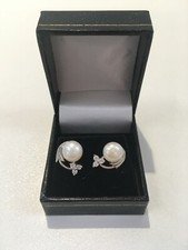 Costume Jewellery Pearl Diamond Silver Stud Earings