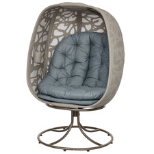 Outsunny Foldable Egg Chair with Cushions, Indoor Outdoor Swivel Lounger, Grey