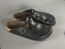 Birkenstock Boston Shoes Mens Size 10 Black Leather Clogs Made in Germany EU 43