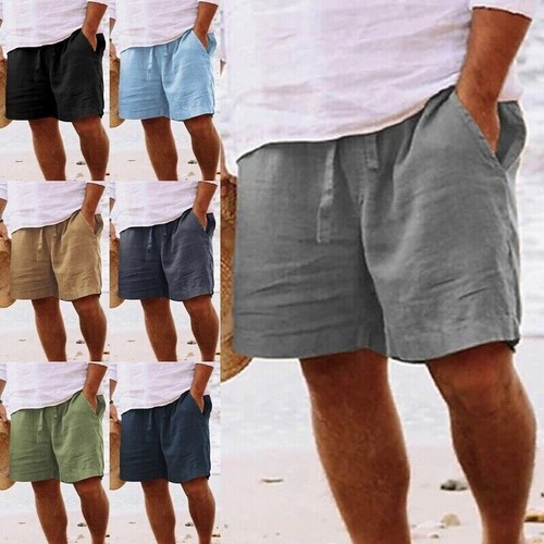 Mens cotton linen shorts - cotton,