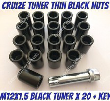 20 x Black Tuner Wheel Nuts
