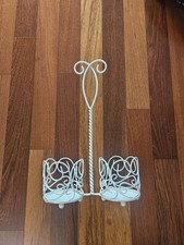 White Metal 2 Wine Bottle Caddy Carrier 