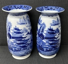 PAIR Antique Blue White