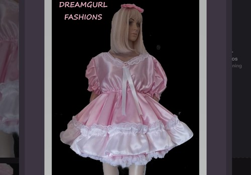 Pink satin sissy dress frills - sissy,