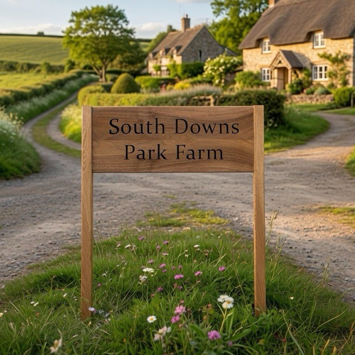 Engraved wooden garden sign - engraved,