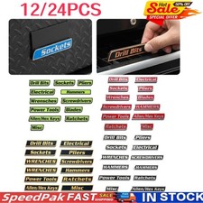 12/24X Magnetic Toolbox Labels, Durable Metal Toolbox Drawers Labels Tool Labels