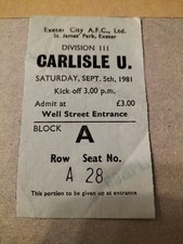 VINTAGE MATCH TICKET EXETER