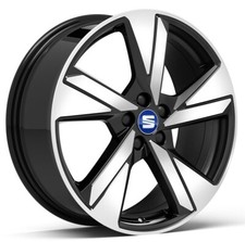 NEW GENUINE SEAT ALLOY WHEEL CENTRE CAPS x4 CHROME+ MYSTERY BLUE 6F0071409C W5L