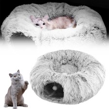 Donut Play Tunnel Bed with Washable Cushion Toy Ball Removable Suede Tunnel