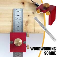 Woodworking Scribe Steel Ruler Scribing Positioning Block T-rule Scribing T K2S9