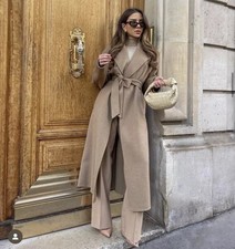 NWT ZARA DOUBLE FACE WOOL COAT ZW COLLECTION DARK CAMEL Size S 7522/264