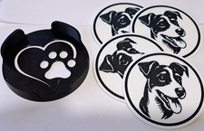 Dog Coaster Set with Paw Holder, Pet Lovers Gift, Home Decor, Choice of Breeds
