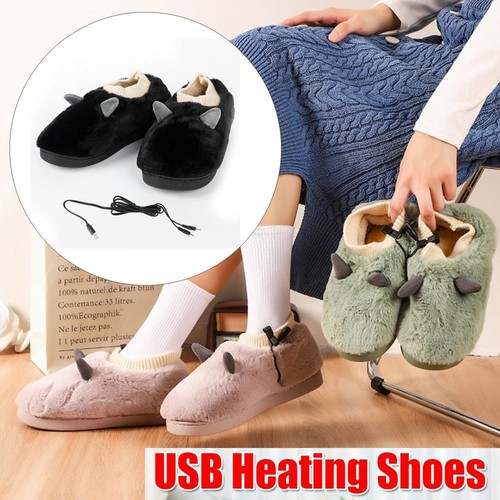 Plush electric heated shoes - electric,
