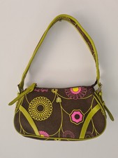 Billy Bag Y2K Brown Olive Pink Canvas Floral Small Leather Trim Shoulder Bag