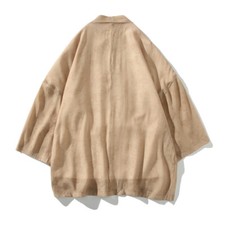 Men Loose 3/4 Sleeve Cardigan Jacket Kimono Tops Japanese Yukata Plus Size Coat