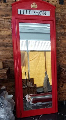 Red telephone box booth kiosk - red,