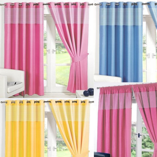 Gingham kids bedroom curtains - gingham,