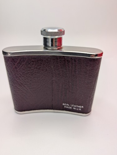 Vintage leather 4oz hip flask - vintage,