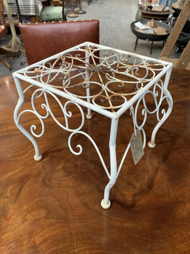 Vintage white metal plant - white,