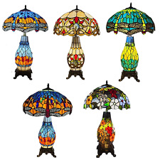 Tiffany Style 16-inch Clustered Table Lamps Stained Glass Shade For Bedroom UK